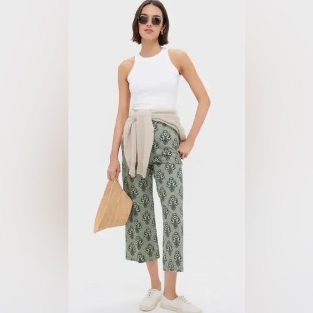 TUCKERNUCK NWT Green Ivy Sonata Denim Florence Crop Wide Leg Pants Size 8
